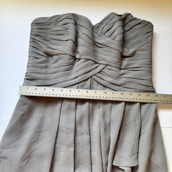NWT David's Bridal F14847 Short Crinkle Chiffon Dress Front Cascade Mercury 10 - Picture 10 of 14